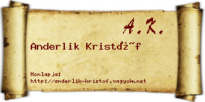 Anderlik Kristóf névjegykártya